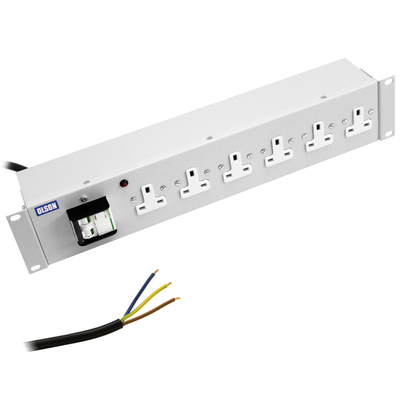 6 Way 19" 2U Horizontal 13A DP Circuit Breaker Rack Mount PDU Olson