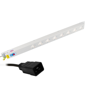 8 Way 13A Sockets Angled Left Neon C20 Plug PDU - Image 1