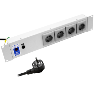 4 Way 19" 2U Horizontal 10A Neon & Fused Schuko Rack Mount PDU