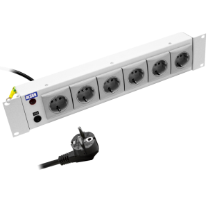 6 Way 19" 2U Horizontal 10A Neon & Fused Schuko Rack Mount PDU