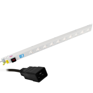 10 Way 13A Sockets Angled Left Illuminated Main Switch C20 Plug PDU