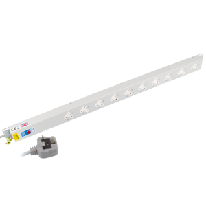 10 Way 13A Sockets Angled Left Neon 13A Plug PDU