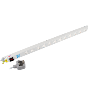 12 Way 13A Sockets Angled Left Illuminated Main Switch 13A Plug PDU - Image 1