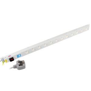 12 Way 13A Sockets Angled Right Illuminated Main Switch 13A Plug PDU - Image 1