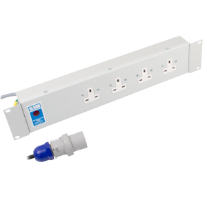 4 Way 19" 2U Horizontal 13A Unswitched Rack Mount 16A Plug PDU - Image 1