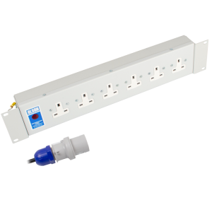 6 Way 19" 2U Horizontal 13A Unswitched Rack Mount 16A Plug PDU - Image 1