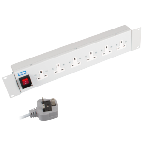 6 Way 19" 2U Horizontal 13A Rack Mount Illuminated Main Switch 13A Plug PDU