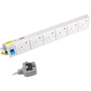 6 Way 13A Switched Socket Neon Flat PDU