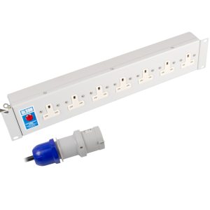 7 Way 19" 2U Horizontal 13A Unswitched Rack Mount 32A Plug PDU - Image 1