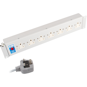 7 Way 19" 2U Horizontal 13A Unswitched Rack Mount 13A Plug PDU