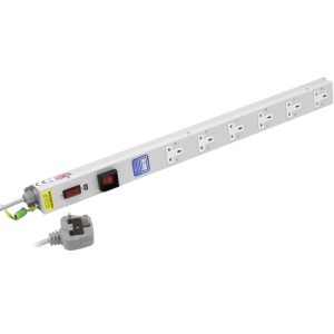 6 Way 13A Vertical Sockets Illuminated Main Switch Fused 13A Plug PDU - Image 1