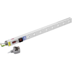 8 Way 13A Vertical Sockets Illuminated Main Switch Fused 13A Plug PDU