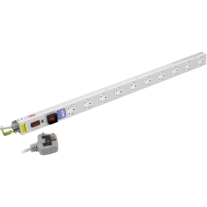 10 Way 13A Vertical Sockets Illuminated Main Switch Fused 13A Plug PDU - Image 1
