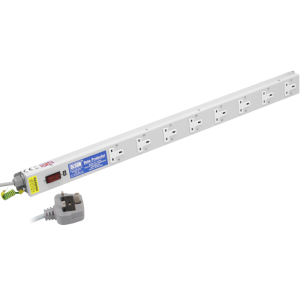 8 Way 13A Vertical Sockets RF Filtered Surge Protected Fused 13A Plug PDU