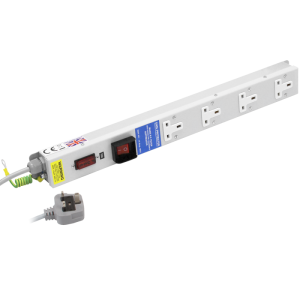 4 Way 13A Vertical Sockets RF Filtered Surge Protected Illuminated Main Switch Fused 13A Plug PDU - Image 1
