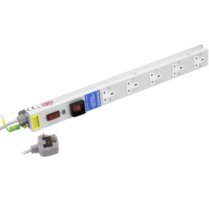 5 Way 13A Vertical Sockets RF Filtered Surge Protected Illuminated Main Switch Fused 13A Plug PDU - Image 1