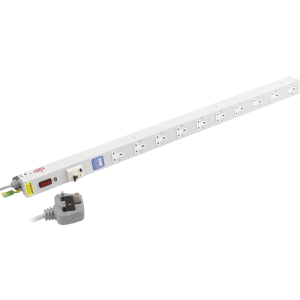 10 Way 13A Vertical Sockets Fused RCD Protected 13A Plug PDU - Image 1