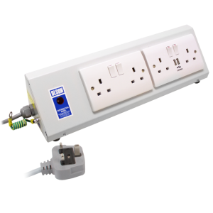 4 Way 13A Switched + 2 USB Charger Sloping Bench PDU