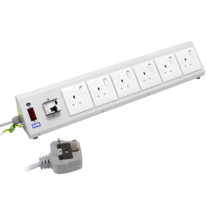 6 Way 13A Switched Fused RCD Protected Sloping Bench PDU - Image 1