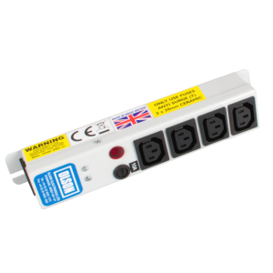 4 Way 10A IEC 60320 C13 Sockets SP Mains Fuse & Neon IEC 60320 C14 Inlet PDU - Image 1