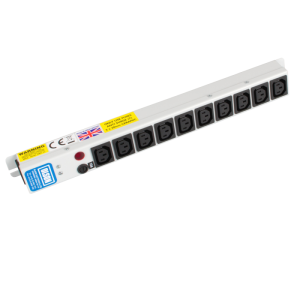 10 Way 10A IEC 60320 C13 Sockets SP Mains Fuse & Neon IEC 60320 C14 Inlet PDU