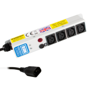 4 Way 10A IEC 60320 C13 Sockets SP Mains Fuse & Neon IEC 60320 C14 Plug PDU - Image 1