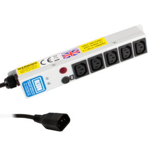 5 Way 10A IEC 60320 C13 Sockets SP Mains Fuse & Neon IEC 60320 C14 Plug PDU - Image 1