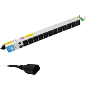 12 Way 10A IEC 60320 C13 Sockets SP Mains Fuse & Neon IEC 60320 C14 Plug PDU