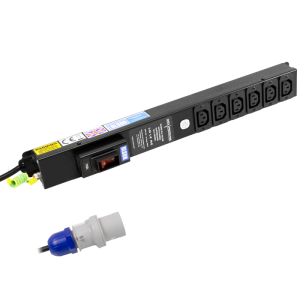 6 Way 10A IEC 60320 C13 Socket with 16A IEC 60309 Plug Circuit Breaker RF Filtered Surge Protected PDU - Image 1
