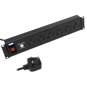 6 Way 19" 2U Horizontal 13A Surge Protected Illuminated Main Switch Rack Mount PDU - Image 1
