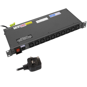 10 Way 19" 1U Horizontal Rack Mount IEC 60320 C13 Sockets Main Switch Fused Sequential Start PDU