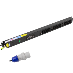 12 Way 10A IEC 60320 C13 Socket Neon Fused Sequential Start Vertical 16A Plug PDU - Image 1