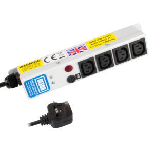 4 Way 10A IEC 60320 C13 Sockets SP Mains Fuse & Neon 13A Plug PDU - Image 1