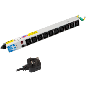 10 Way 10A IEC 60320 C13 Sockets SP Mains Fuse & Neon 13A Plug PDU