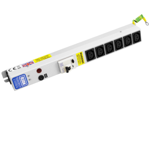 6 Way 10A IEC 60320 C13 Sockets SP Mains Fuse & Neon RCD Protected IEC 60320 C14 Inlet PDU - Image 1