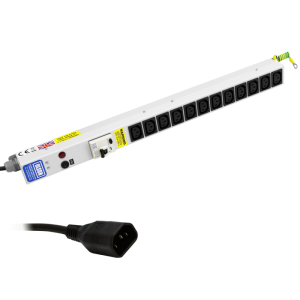 12 Way 10A IEC 60320 C13 Sockets SP Mains Fuse & Neon RCD Protected IEC 60320 C14 Plug PDU