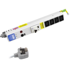 4 Way 10A IEC 60320 C13 Sockets SP Mains Fuse & Neon RCD Protected 13A Plug PDU - Image 1
