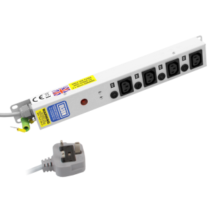 4 Way 10A IEC C13 Sockets Individually Fused Neon 13A Plug PDU - Image 1