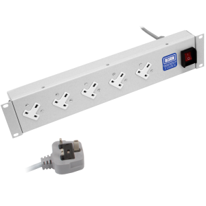 5 Way 19" 2U Horizontal 13A Angled Left Illuminated Main Switch Rack Mount PDU - Image 1