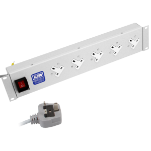 5 Way 19" 2U Horizontal 13A Angled Right Illuminated Main Switch Rack Mount PDU - Image 1