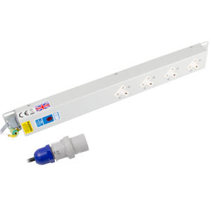 4 Way 13A Sockets Angled Left Neon 16A Plug PDU