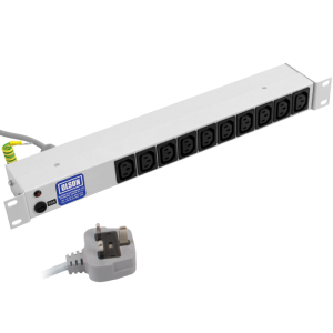 10 Way 19" 1U 10A IEC 60320 C13 Neon Fused 13A Plug PDU
