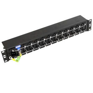 11 Way 19" 1.5U 10A IEC 60320 C13 Sockets Retaining Clips IEC 60320 C20 Inlet PDU Black