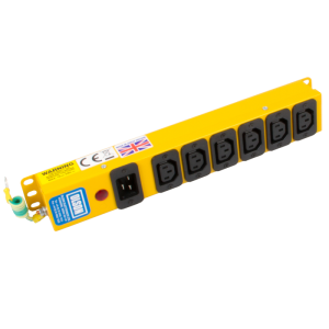 6 Way 10A IEC C13 Sockets Neon C20 Inlet PDU Yellow