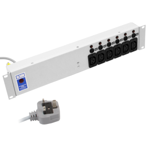 6 Way 19" 2U 10A IEC 60320 C13 Individual Neon & Fused PDU - Image 1