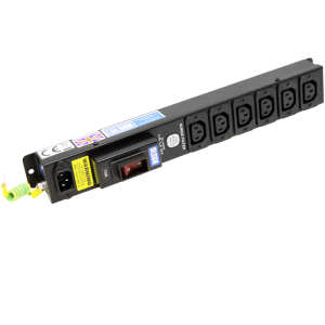 6 Way 10A IEC C13 Sockets C14 Inlet Circuit Breaker Surge Protected PDU - Image 1