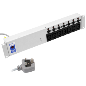 7 Way 19" 2U 10A IEC 60320 C13 Individual Neon & Fused PDU - Image 1