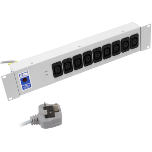 9 Way 19" 2U 10A IEC 60320 C13 Socket 13A Plug PDU