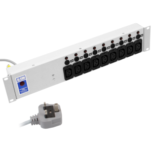 9 Way 19" 2U 10A IEC 60320 C13 Individual Neon & Fused PDU - Image 1