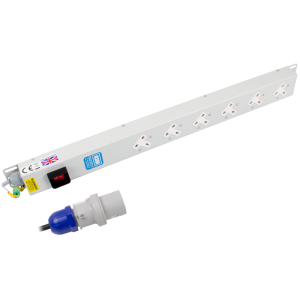 6 Way 13A Sockets Angled Left Illuminated Main Switch 16A Plug PDU - Image 1